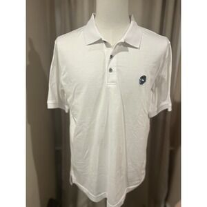 Robert Graham Men's Polo Shirt With Scull Pattern Embroidery Large White